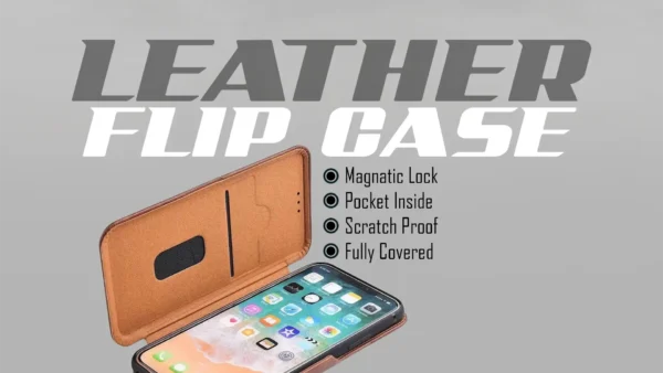 LEATHER FLIP CASE - BLACK - Image 3